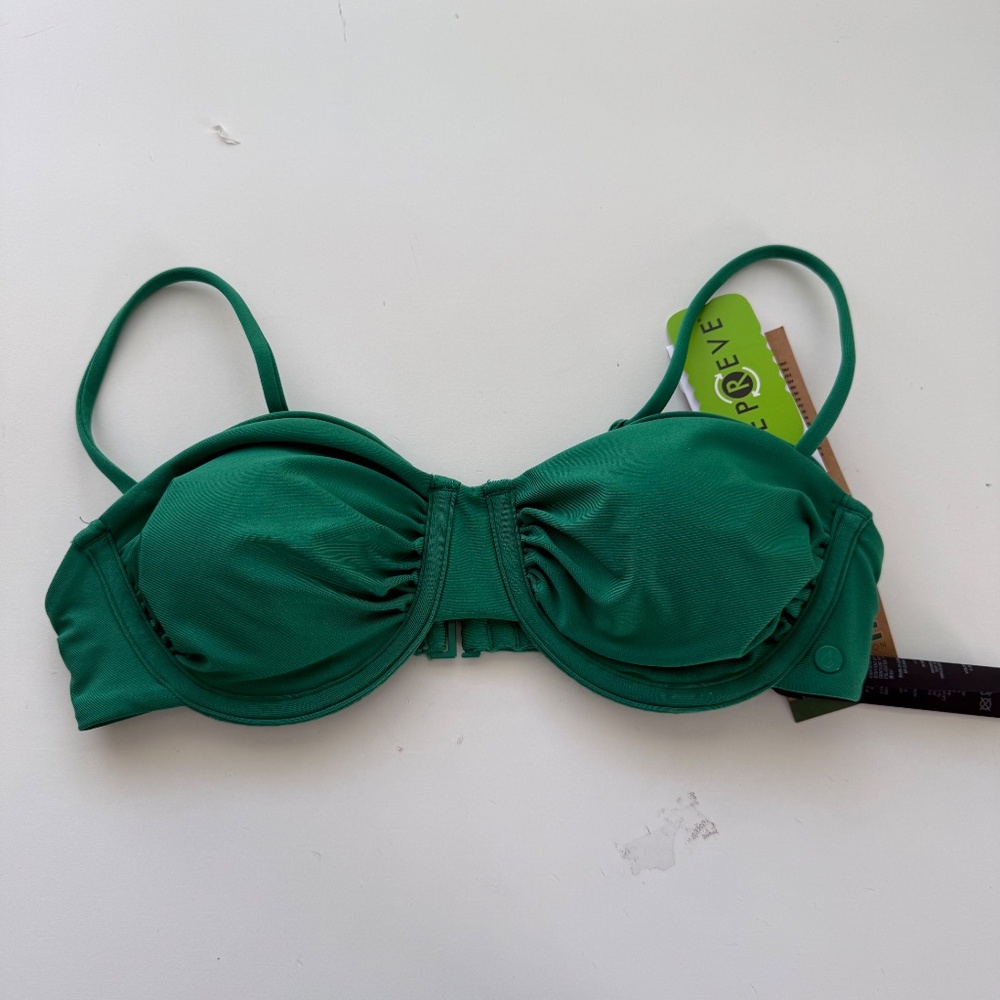 Volcom Womens Simply Seamless Retro U Wire Emerald Green Bikini Swim Top X-Small - Picture 3 of 7